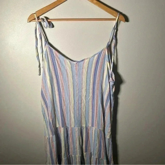 NWT Joe Fresh Tie Shoulder Rainbow Stripe Dress M - Picture 8 of 9